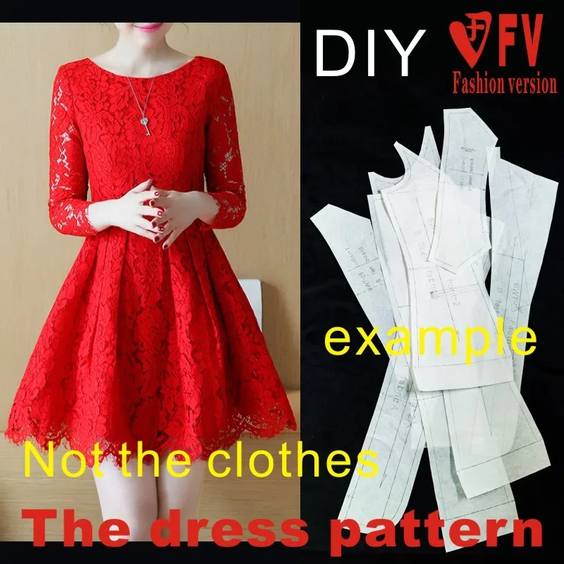 Sewing patterns for women stretch lace dress pattern swing mid-length 1:1 cutting picture BLQ-278