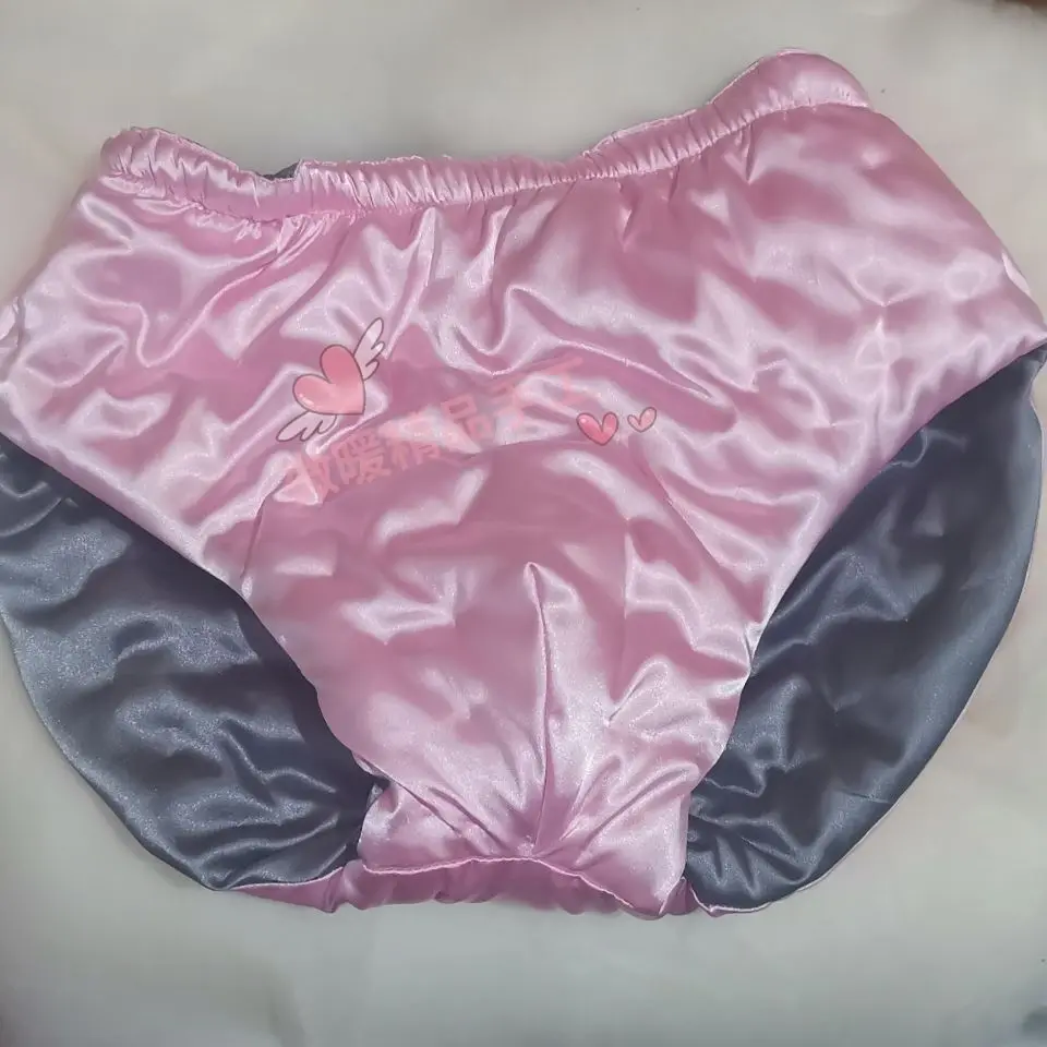 Autumn Winter Cotton Glossy Ice Silk Satin Lingerie Panties Plus Size Underwear Sexy Medium Waist Briefs