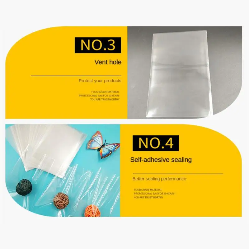 Lollipop Bag High Transparency Smooth And Stylish Transparent 6 Sizes Kitchen Bar Utensils Plastic Bag Explosion-proof Edge Opp