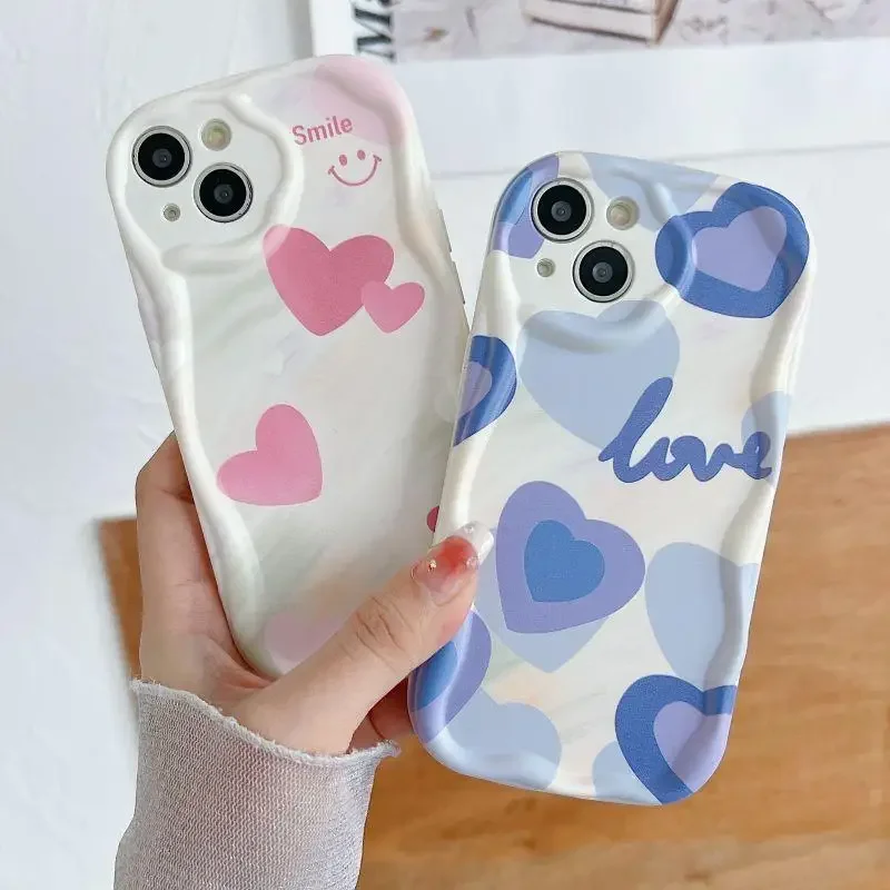 Flower Love Heart Case for VIVO Y17S Y22S Y21 Y21S Y33S Y36 Y35 Y19 Y16 Y02S Y01 Y15S Y15A V25 V21E V29E V23 V30 Soft Wavy Cover