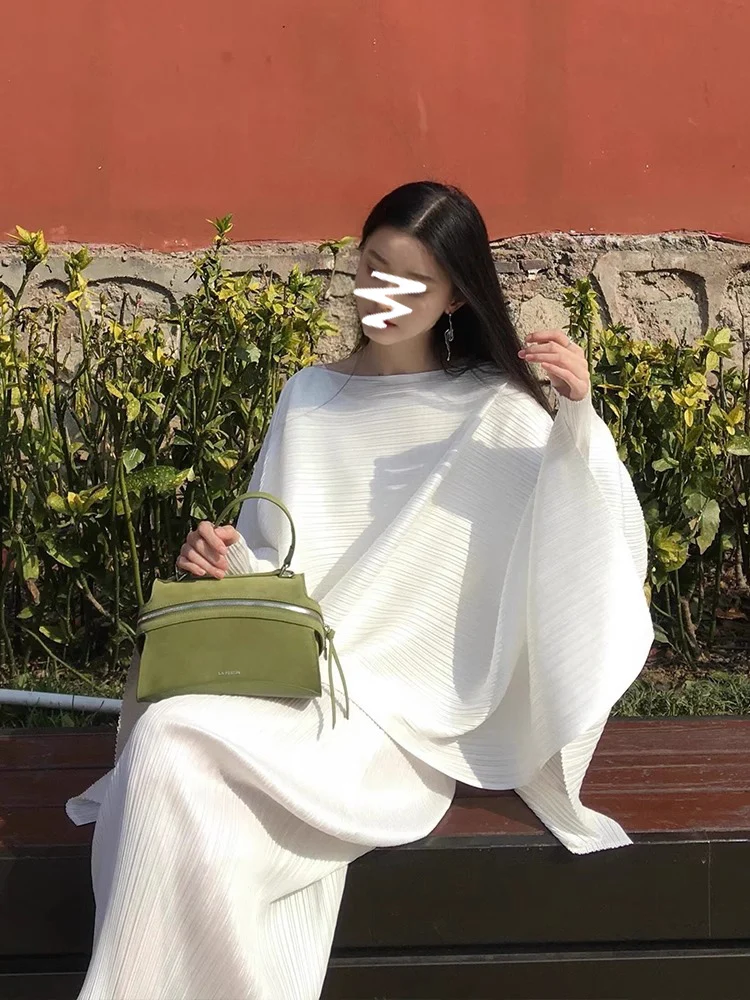 Summer New Style Sanzaifeng Women's Wrap Outerwear Fashion Loose Personality Pleated Asymmetrical Set Breathable Long Sleeve