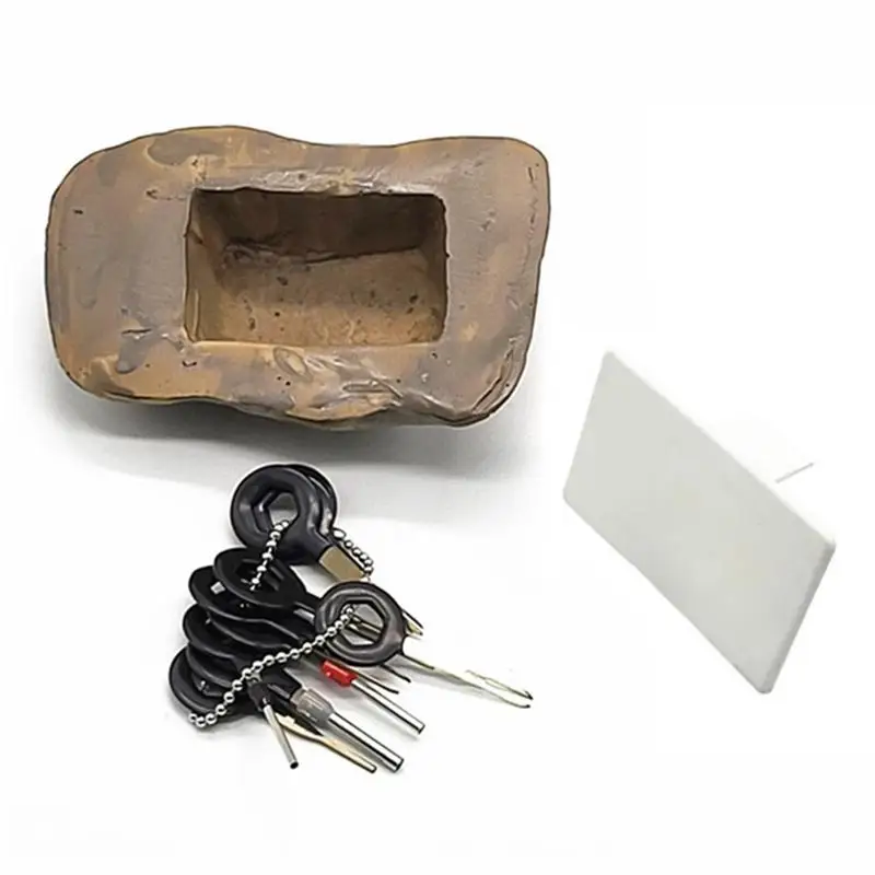 Imagem -02 - Outdoor Spare Garden Key Box Rock Titulares Esconder em Stone Security Safe Storage Containers Mini Resina Segura Simulado