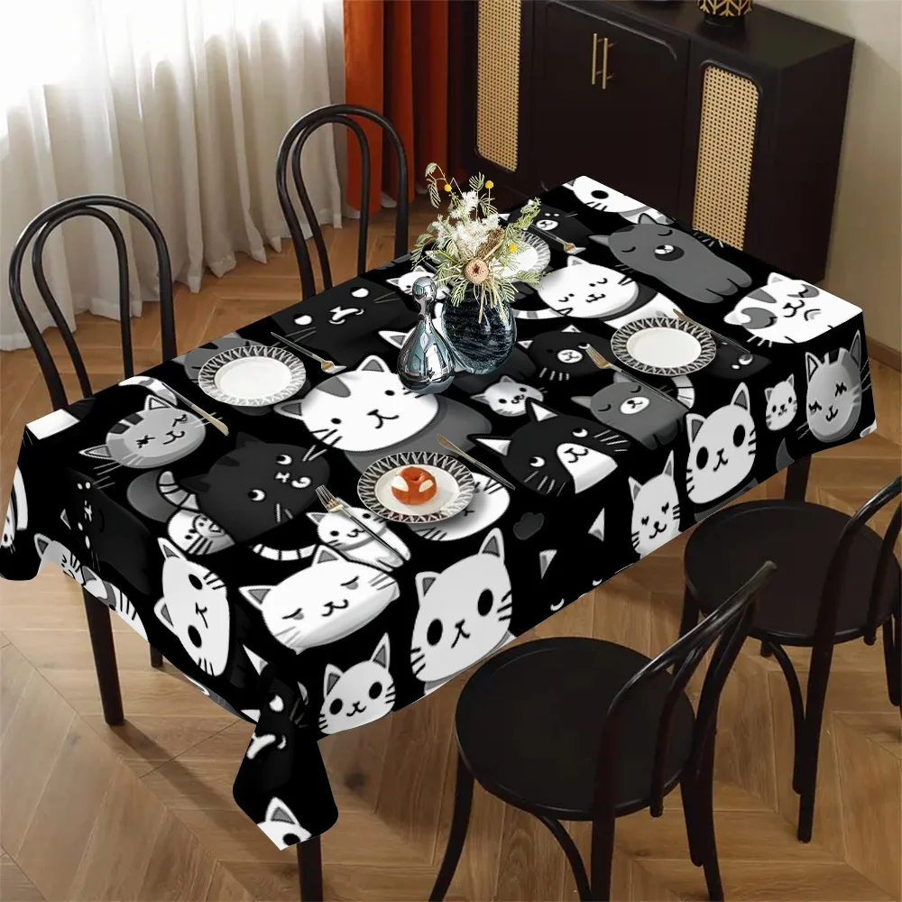 Abstract kitten pattern tablecloth - suitable for picnics, camping, weddings, parties, festivals