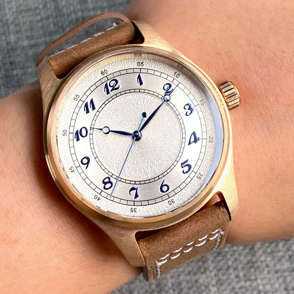 Reloj de pulsera piloto Vintage de 39MM, esfera blanca, manecillas azules de póker NH35AA PT5000, reloj mecánico de buceo para hombre, reloj deportivo de 20bar