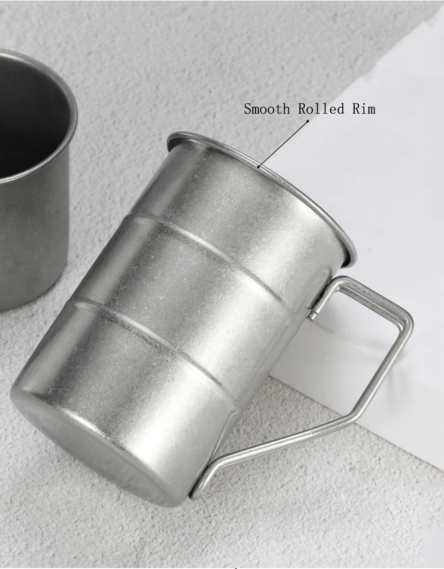 304 Edelstahl Wasserbecher mit Griff Individuelles Logo Text Retro Antik Silber Koreanischer Stil Kaffeebecher Outdoor Camping Geschenk – Detail 8