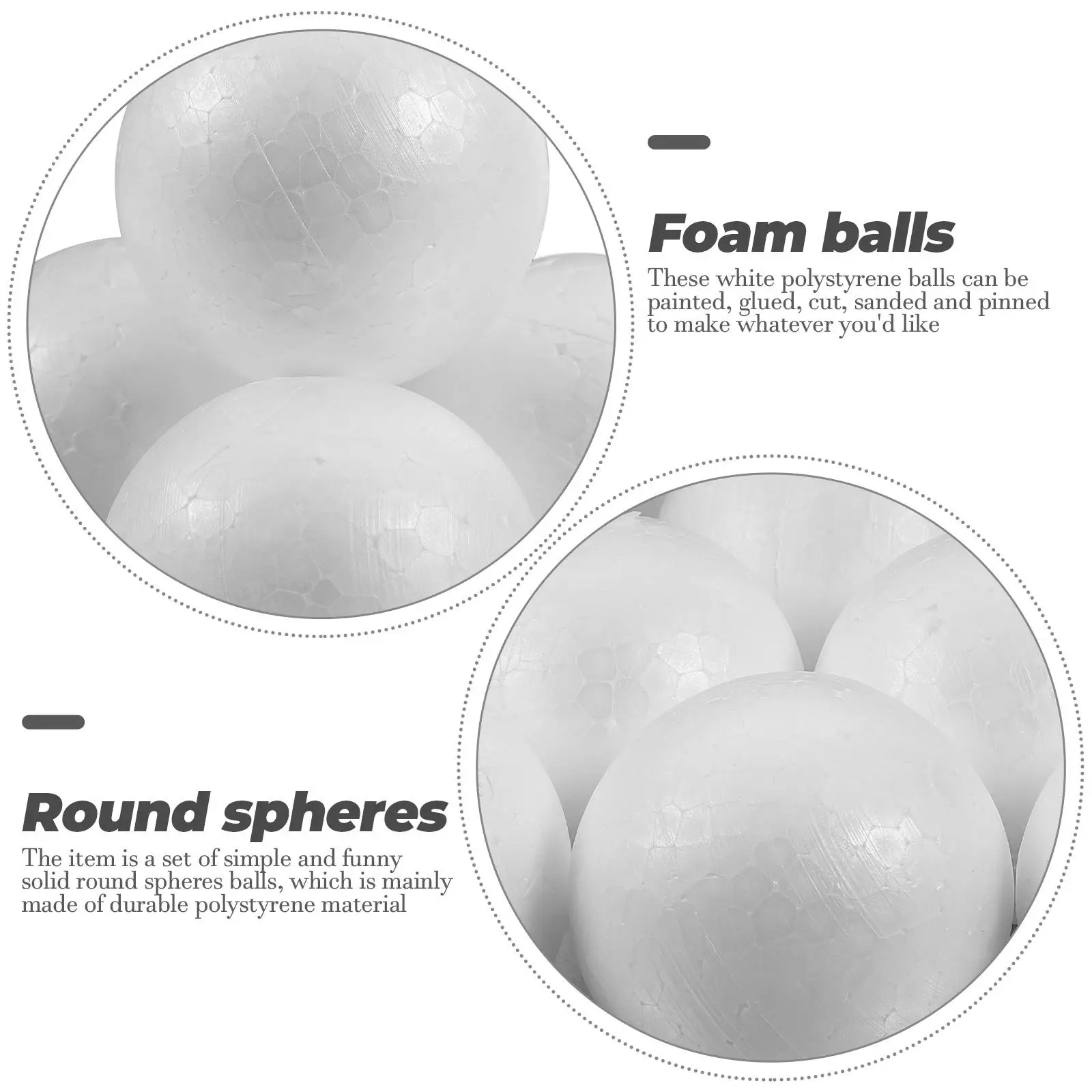 50pcs Wedding Decoration Modeling Craft Solid Polystyrene Balls Round Spheres DIY Stuff (Solid 6cm)