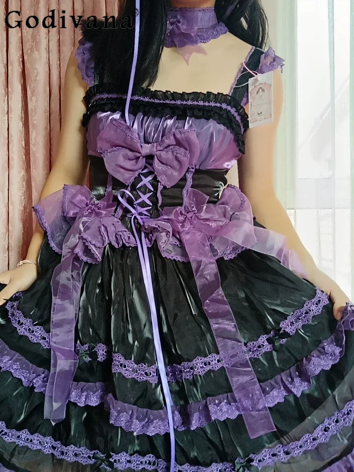 

2025 New Japanese Original Lolita Dreamy Sweet Lady Sleeveless Dress Bow Princess Style Fashion Versatile JSK Purple Dress