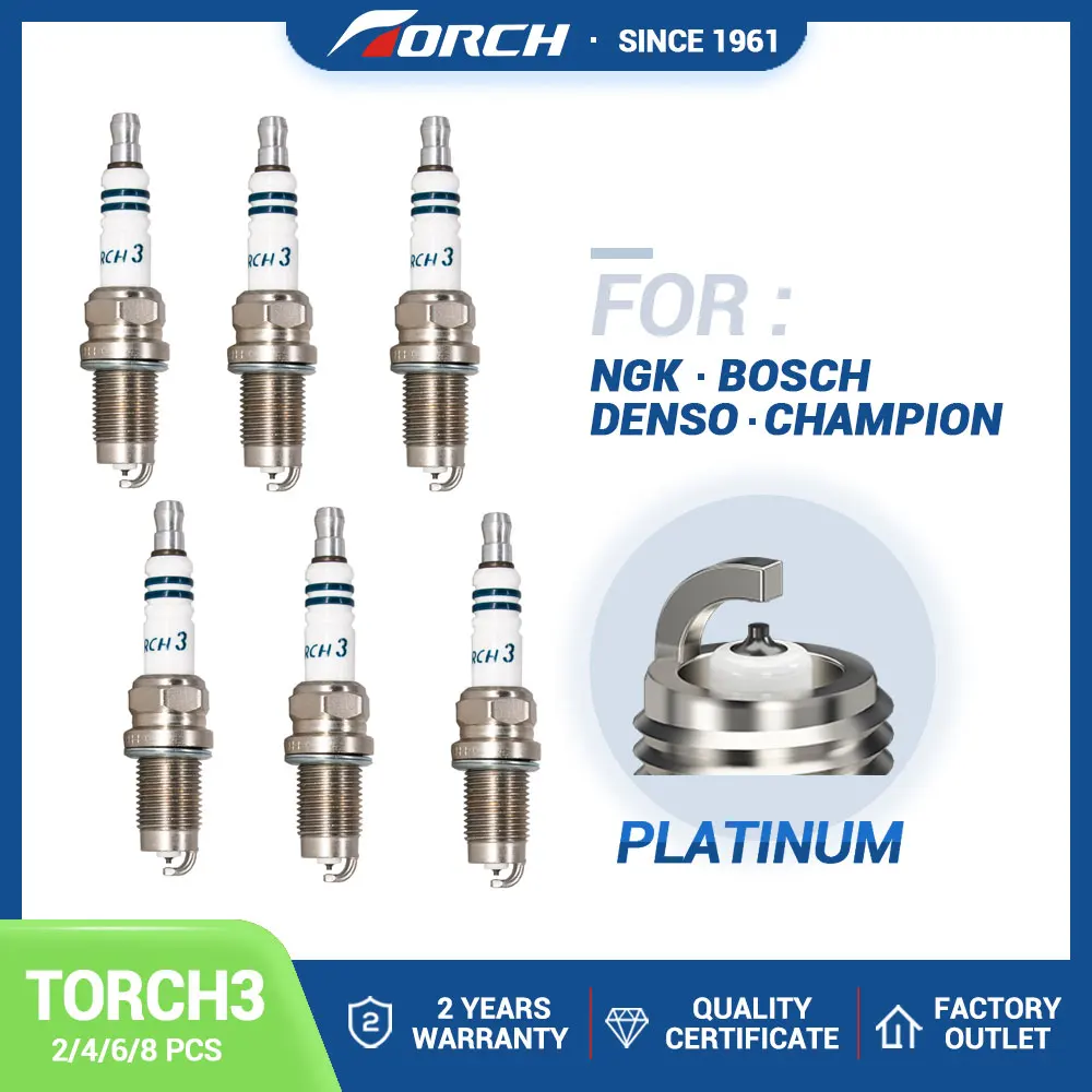 2-8PCS Spark Plugs TORCH3 Platinum Candles Replace for PZFR6R for AUDI/VW 101905626 for 0242240665 FR6HI332 for Denso PKJ20CR8