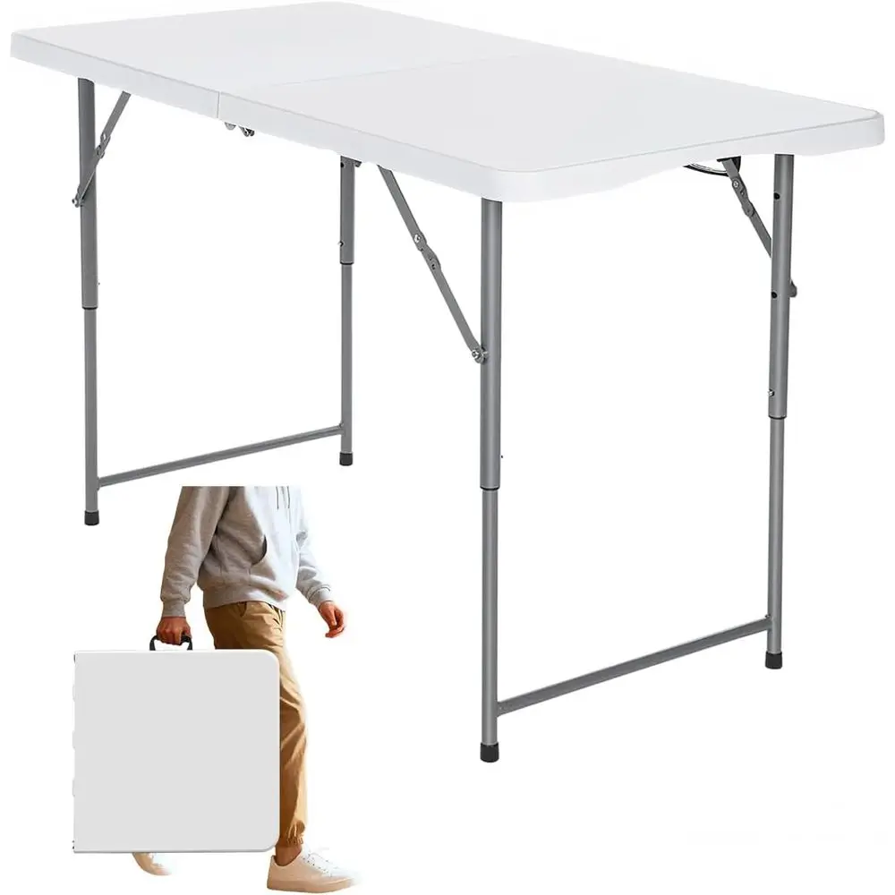 

Портативный складной пластиковый стол повышенной прочности с регулируемой высотой, ручкой для переноски, подходит для использования в помещении, на улице, для кемпинга.