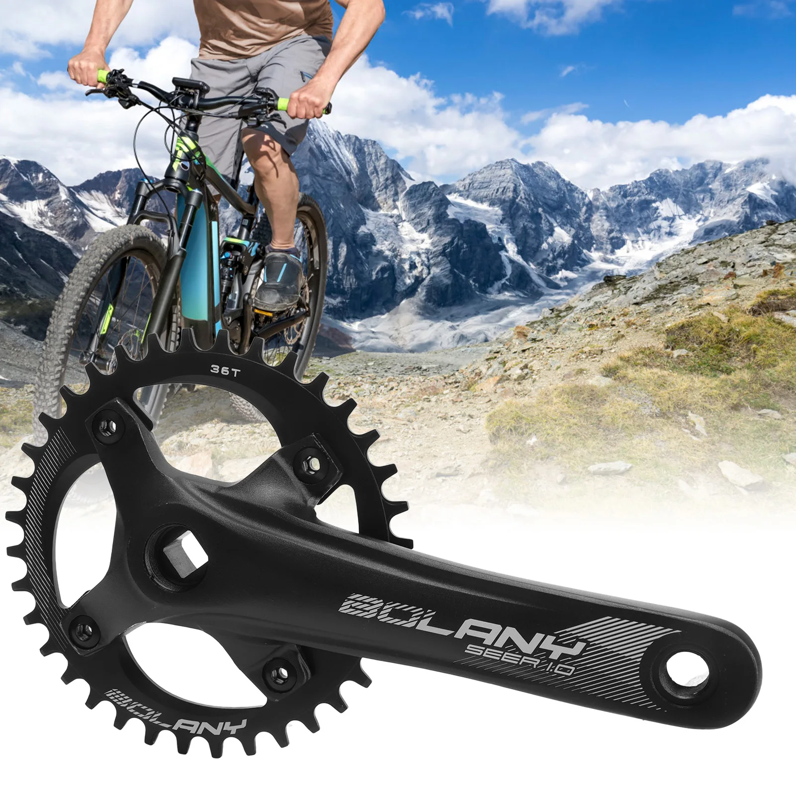 

36T Bicycle Crankset Kit Aluminium Alloy Chain Wheel Squared Hole Crank For 7‑12S Mountain Bike