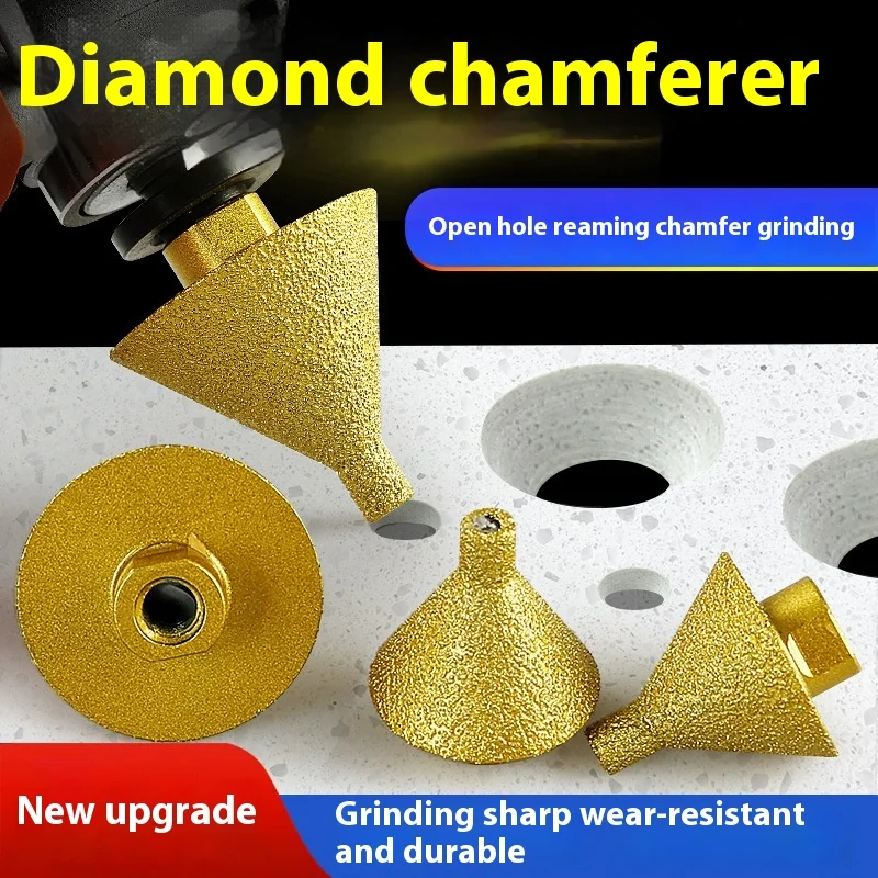 Diamond Chamfer Ceramic Tile Marble Quartz Punching And Reaming Drill Stone Hole Opener Conical Umbrella Grinder