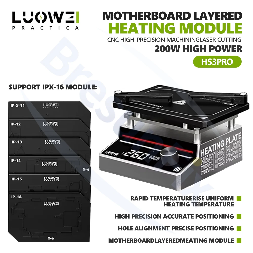 

LUOWEI HS3Pro Motherboard Laminated Heating Platform Kit for IPhone X-16 Series Motherboard Laminated Heating Repair Tool