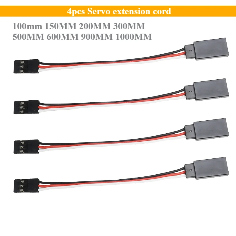 4pcs 100mm 150MM 200MM 300MM 500MM 600MM 900MM 1000MM Servo Extension Cord for JR Plug Servo Extension Lead Wire Cable