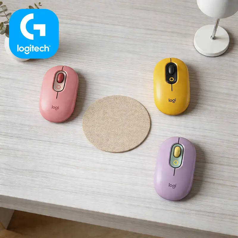 Logitech M350 POP Pebble Mouse Optical Trace 1000 DPI USB Receiver Magnetic Save for Home Photo Studio and Editing Work Desk