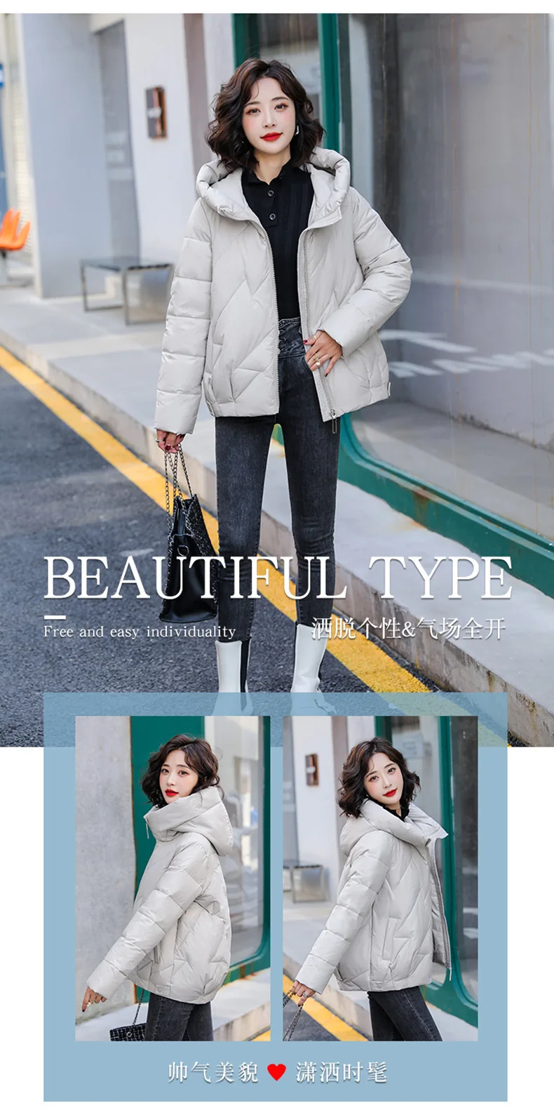 Women's Short Winter Cotton Jacket Warm New Loose Hooded Thick Cotton Coat Trendy Quilted Cotton Padded Jacket Parkas Clothing
