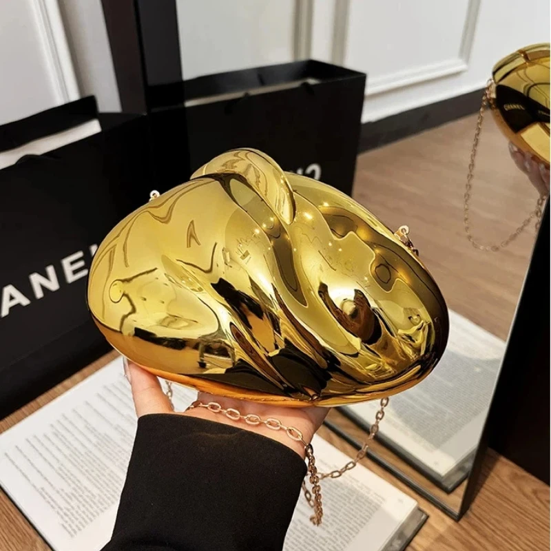 

Box Bags for Women 2025 New Candy Color Evening Purse Metallic Luxury Designer High Quality Fashion Chain Shell Crossbody Bag