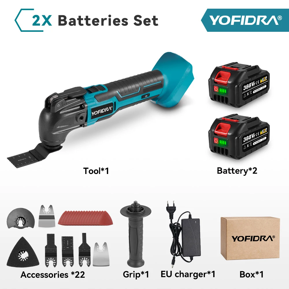 YOFIDRA 6-versnellings oscillerende multitool met 20.000 OPM elektrische houtbewerkingsrenovator-trimmerzaag voor Makita 21V batterij