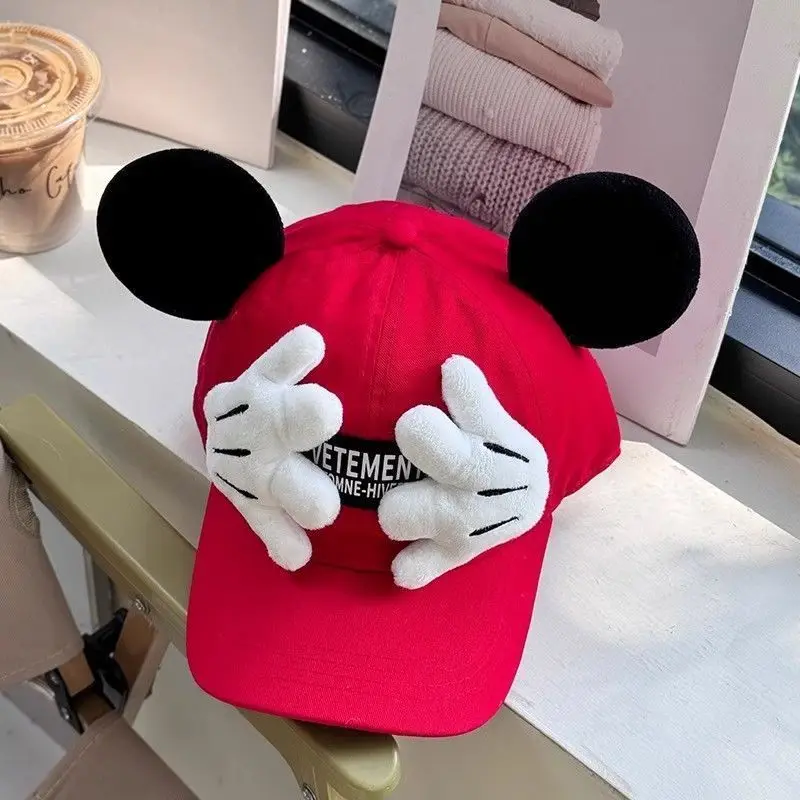 جديد ديزني قبعة آذان ميكي غطاء الوجه تصميم الصيف التظليل لطيف الكرتون السفر موضة واسعة قبعة لها حواف الأبوة والأمومة عشاق هدية #6