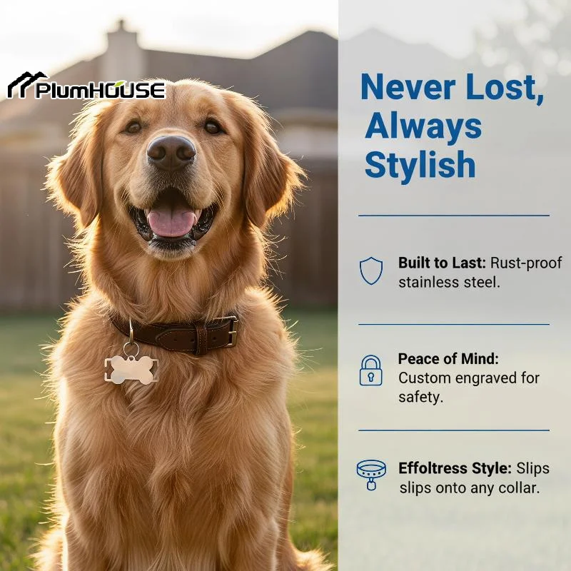 1Pcs Mirror Stainless Steel Blank Bone Shaped Pet ID Tag Dog Cat Name Tags Anti-lost Collar Pendant for Small Medium Large Pet