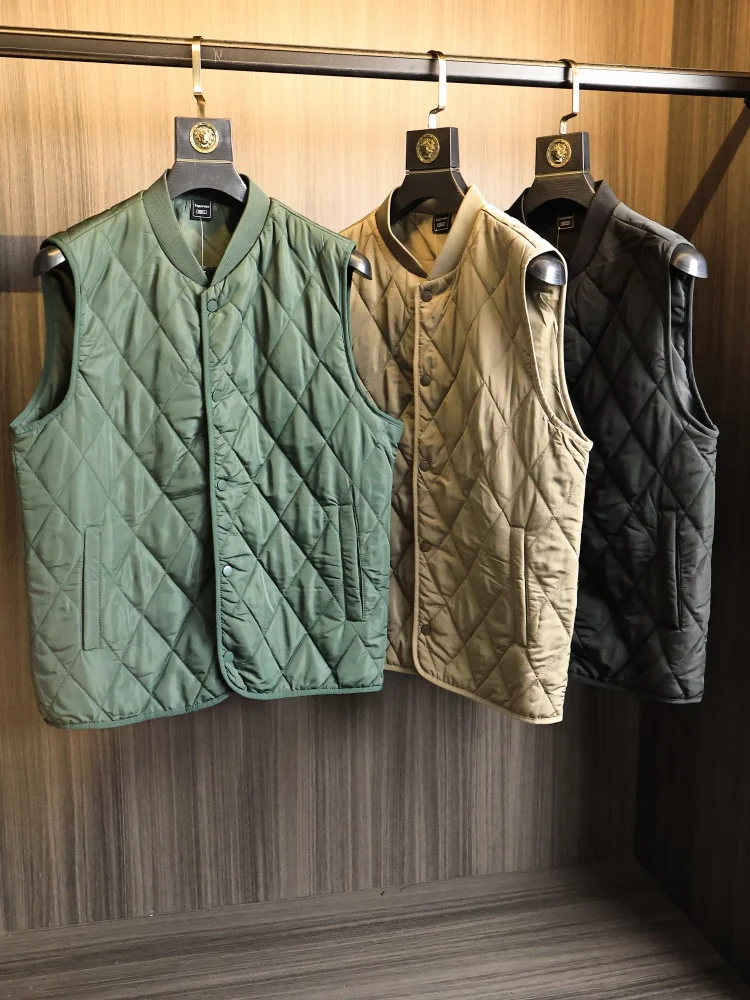 

Японский функциональный стеганый хлопковый бейсбольный воротник, мужской повседневный жилет, теплый однотонный жилет в стиле ретро, осень-зима Faion Ci Y...