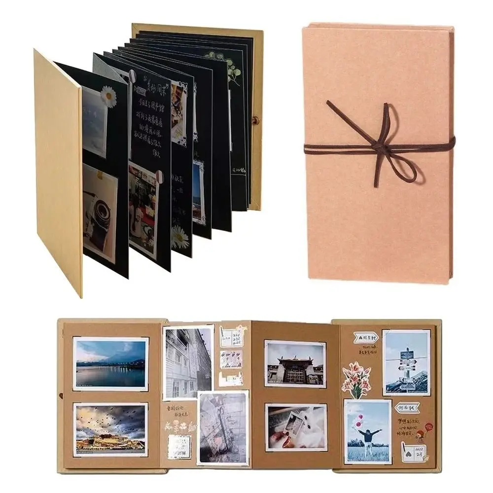 INS Folding Accordion Photo Album Gift Kraft Paper Handcrafts Surprised Photo Book Graffiti 10 Page DIY Surprise Gift Couple