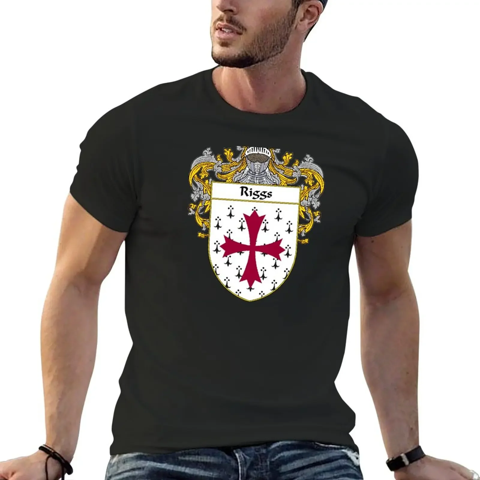 

Riggs Coat of Arms / Riggs Family Crest T-Shirt graphics aesthetic clothes for a boy Men's cotton t-shirt