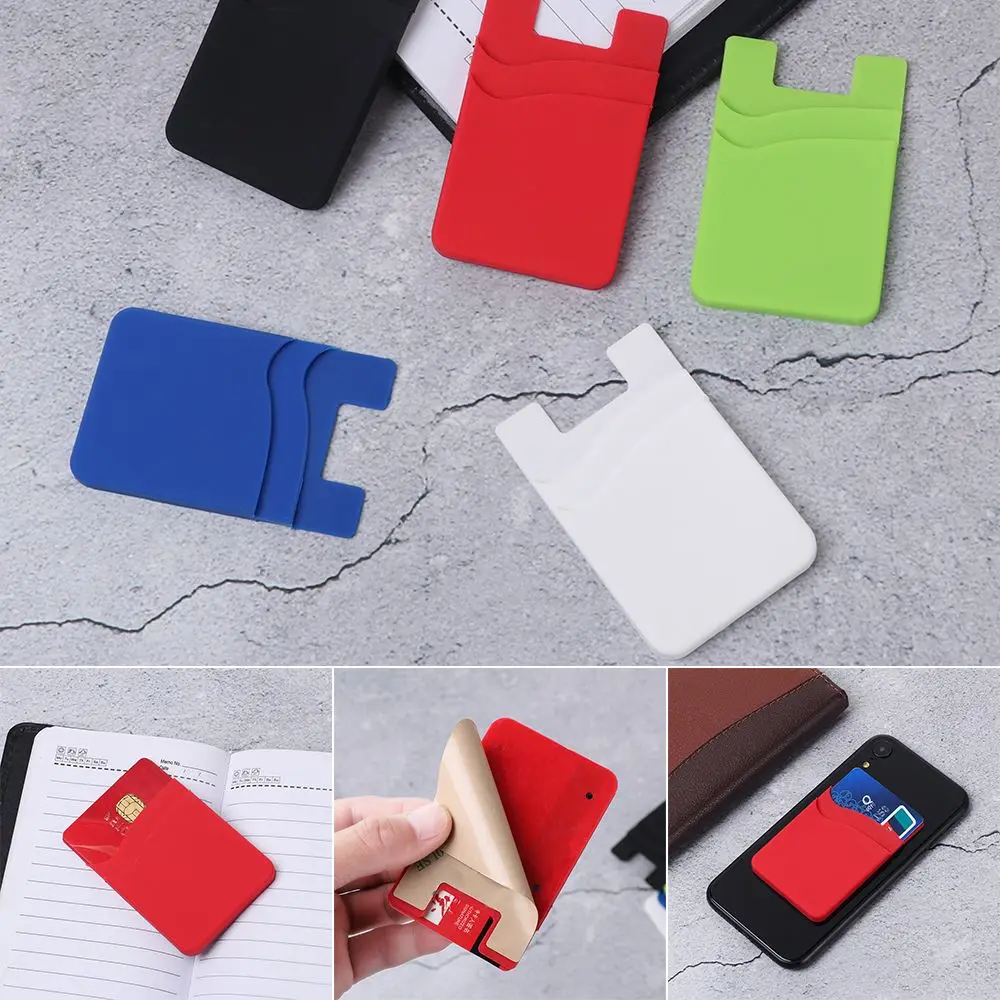 Fashion Universal Stick  Adhesive Wallet Case Elastic Phone Card Holder Card Pocket