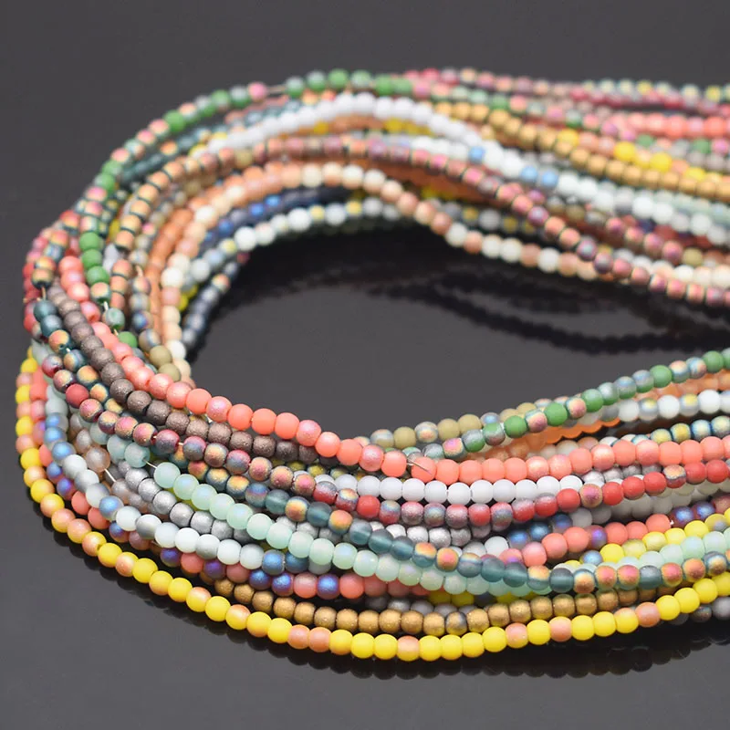 3mm 145pcs Matte Plating Color Austria Crystal Glass Beads Round Loose Spacer Beads for Jewelry Making DIY Accessories