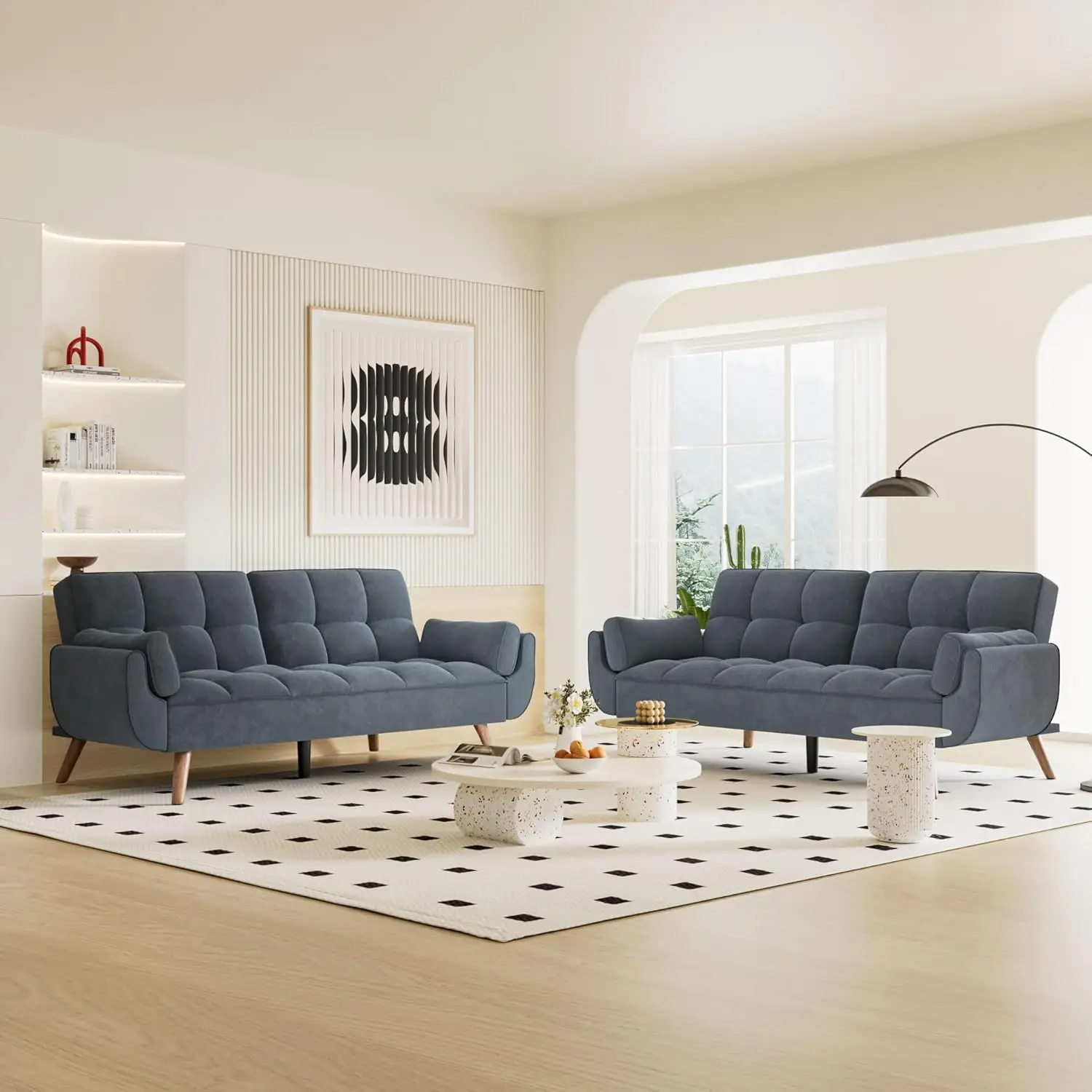 Canapé futon pour petits espaces et appartements, canapé-lit convertible moderne et confortable 2-en