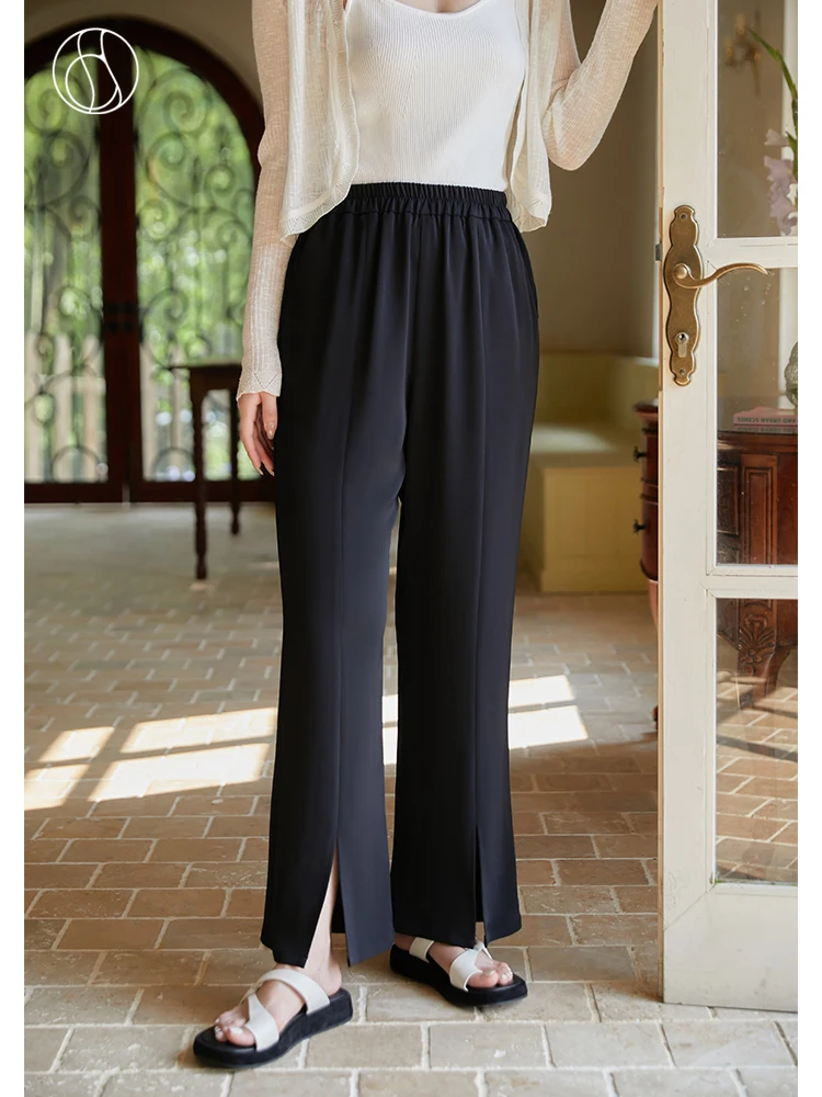 DUSHU Design Sense Split Flared Suit Pants Women Summer High Waist Thin Light Style Casual Commute Length Option Female Trousers