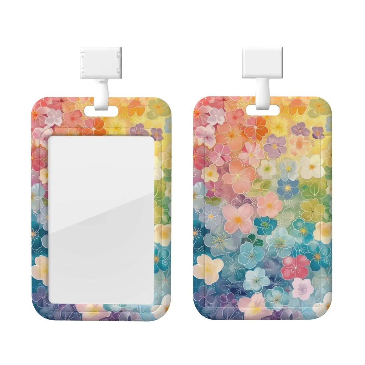 

Custom Oil Painting Flower Credit Card Holders Neck Strap Lanyard ID Badge Card Holder Factories Engineers Card Holder
