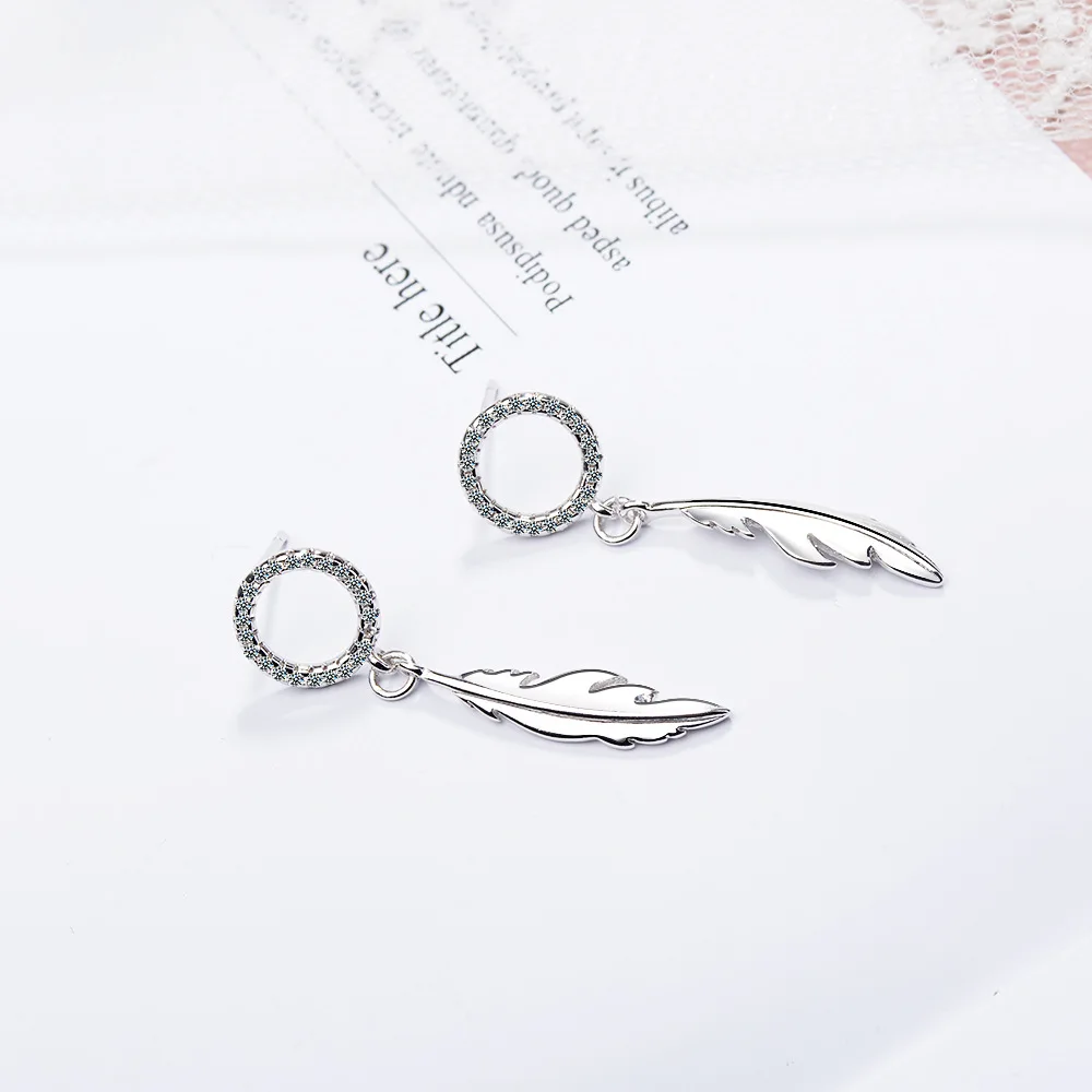 

925 Sterling Silver Feather Piercing Stud Earrings For Women Luxury Designer Party Jewelry Accessories Wholesale