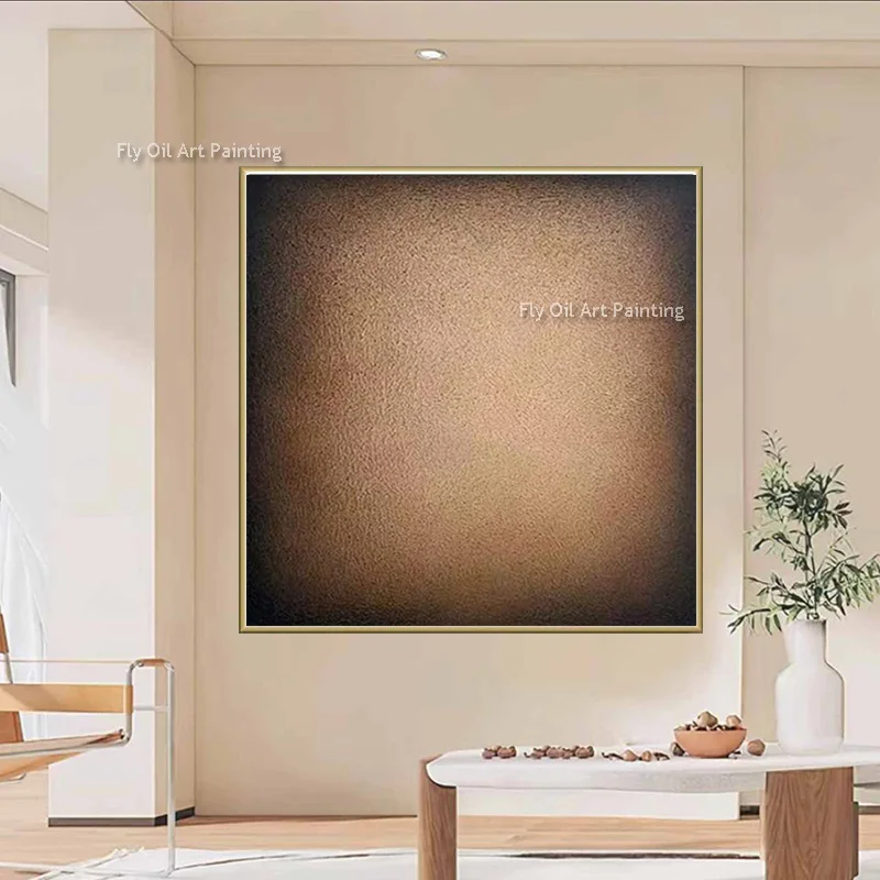 الأبيض الذهبي الأصفر دائرة مجردة سميكة قماش جدار الفن رسمت باليد بسيطة الأصلي الفني البني الأحمر النفط اللوحة للديكور