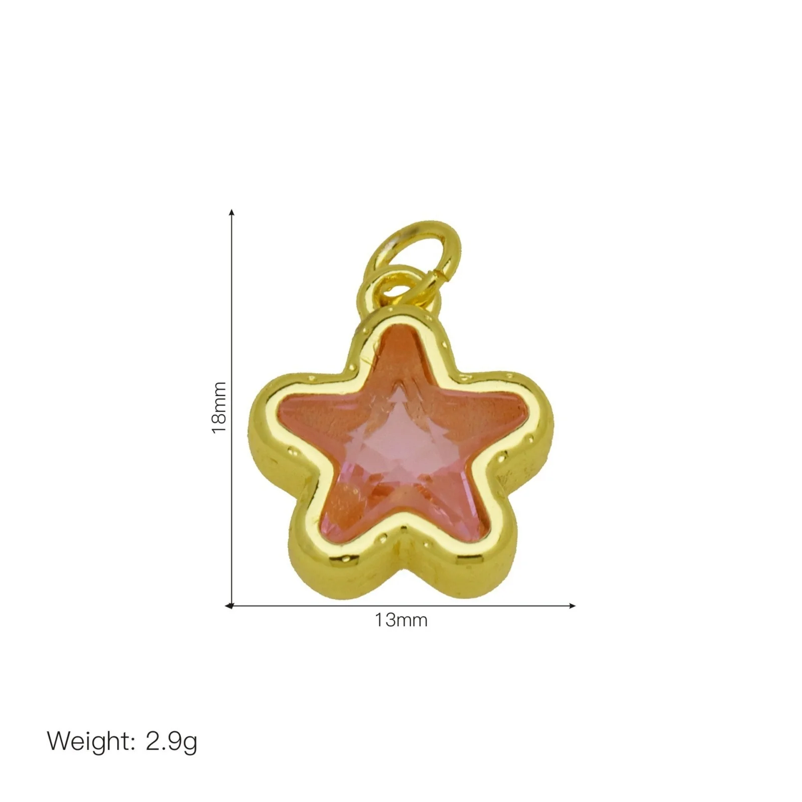 2Pcs 18K Gold Plated Brass Geometric Charms Colorful Cubic Zirconia Heart Star Shape Pendants for DIY Necklace Bracelet Jewelry