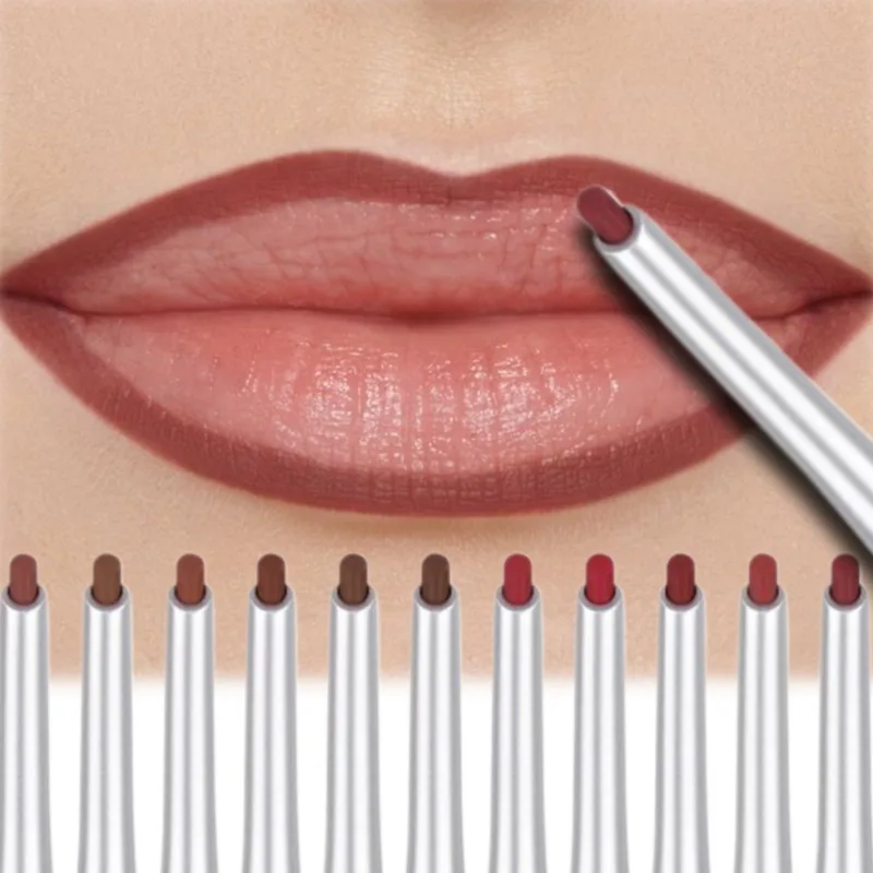 Matita per labbra opaca Matita per labbra antiaderente a lunga durata Matita per labbra Impermeabile Rosso scuro Contorno Tinta Rossetto Labbra sexy Trucco Cosmetici