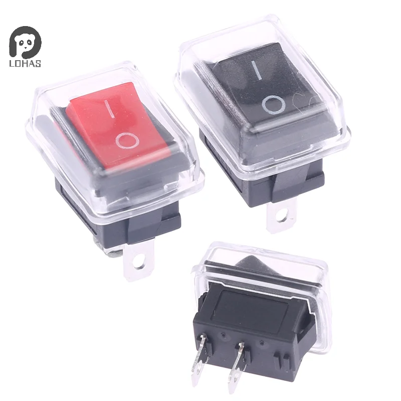 5Pcs Black Push Button Mini Switch 2Pin Snap-in On/Off Rocker Switch With Waterproof Cover