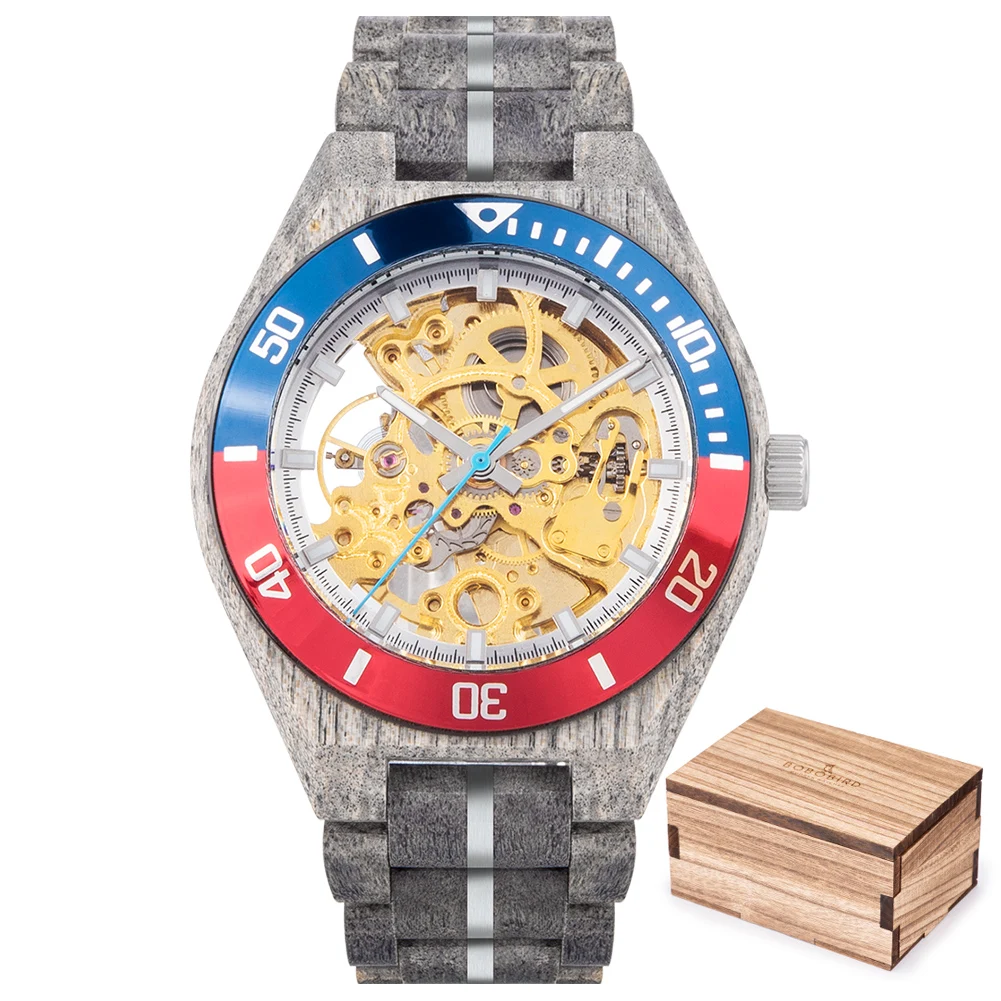 BOBO VOGEL Holz Mechanische Uhr Männer Relogio Masculino Große Herren Uhren Top-marke Luxus Uhren erkek kol saati Dropshipping