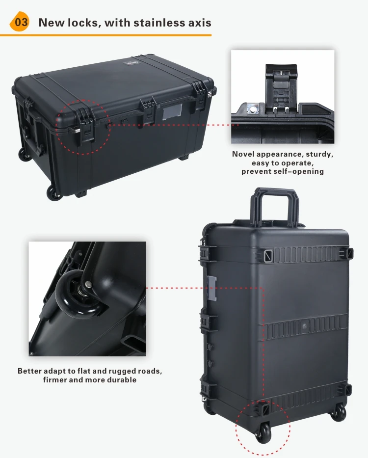 pp plastic safety equipment tool case caso con espuma Koffer mit Schaumstoff case with foam