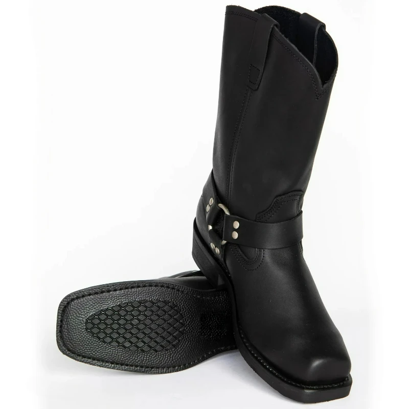 Luxury Retro Men's Cowboy Boots Mid Calf Western Boots New Buckle Strap Knight Boots Pu Leather Slip on Men Boot Plus Size 38-48 - Image 3