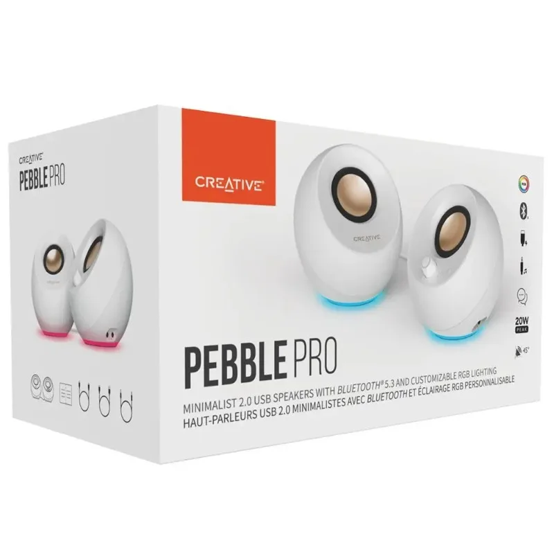 Creative Pebble Pro 화이트 스피커 {국제 배송, 정품 국가, 1년 보증}