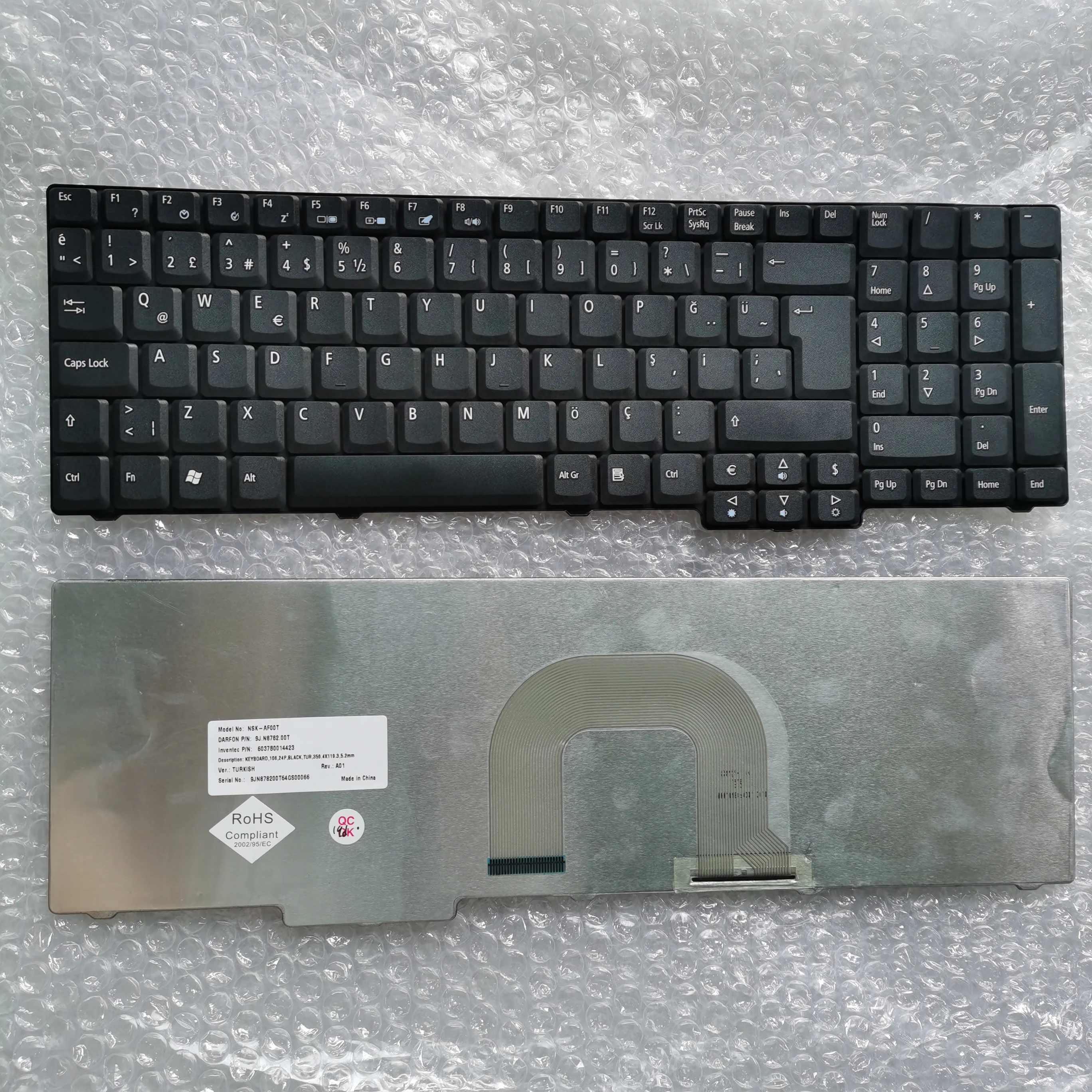 

XIN For ACER Aspire Travelmate 9800 6592G 9810 /AC6.2 Turkish Laptop Keyboard TR Version 9JN878200T64GS00066 NSK-AF00T