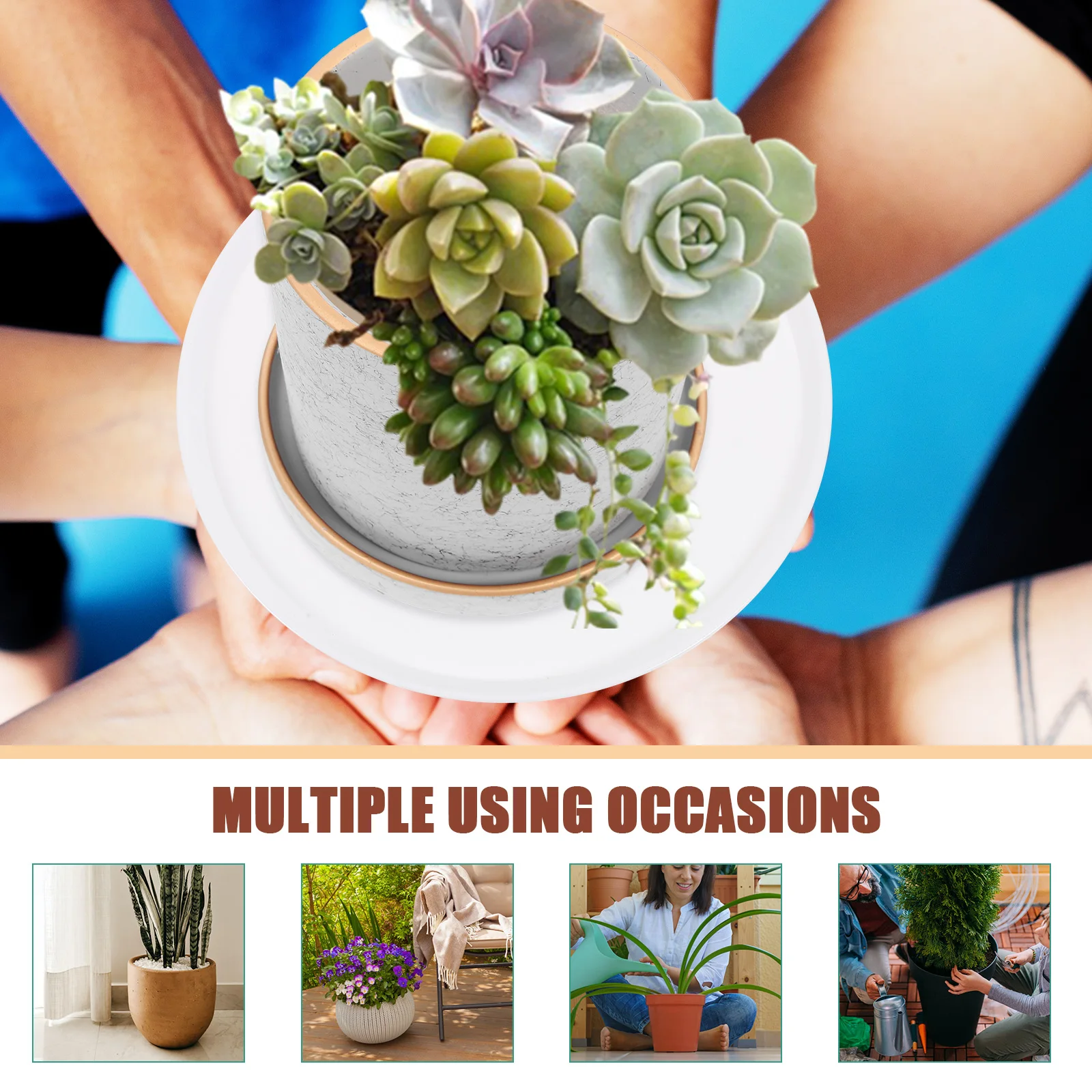 

6pcs Large White Round Plastic Flower Pot Trays Saucers to Catch Water Indoor Outdoor Garden Plant Plates Durable Storage