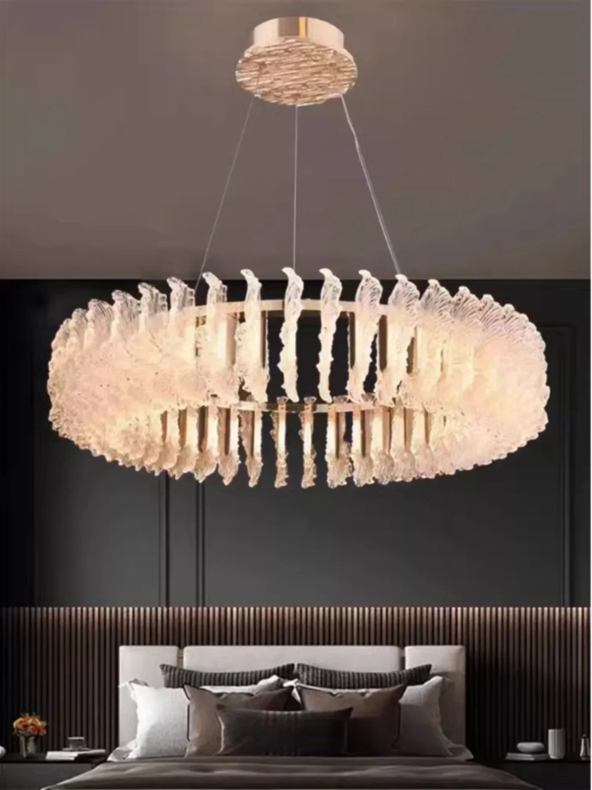 French light luxury crystal living room chandelier bedroom dining room ceiling lamp high-end custom flower bloom rich villa