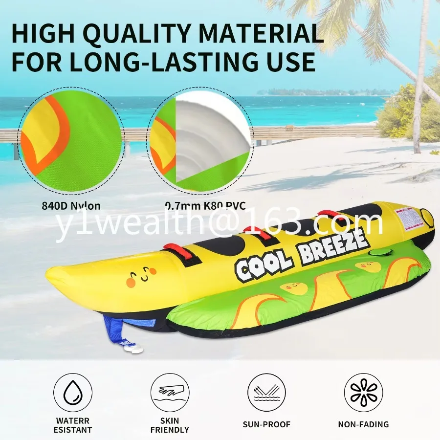 High-quality inflatable PVC water ski pipe 3-person banana tow pipe, suitable for water sports
