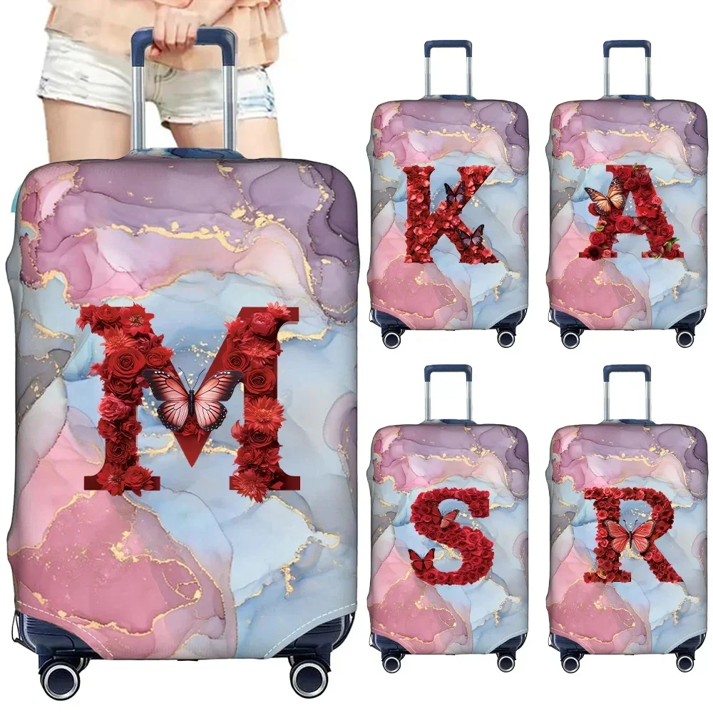 Stretch Fabric Luggage Cover Suitcase Protector Baggage Case for18-32 Inch Suitcase Case Red Rose Series Travel Organizer