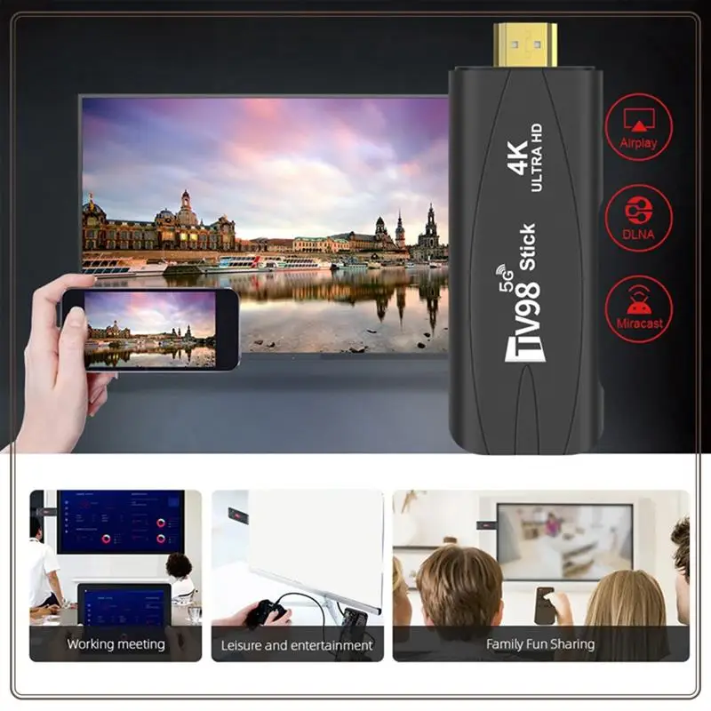 

1GB+8GB TV98 Stick Set-Top Box 4K High Definition Bluetooth Dual 5G Wifi Android 12,Smart Multimedia Player