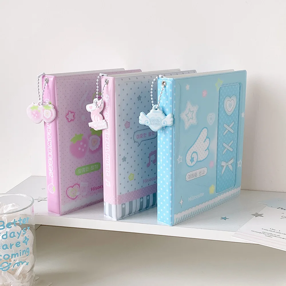 Kawaii Pocket Photocard Album 3 Inch Kpop Photocard Binder Collect Book Strawberry Wing Pattern Photo Holder Pendant Keychain view 4