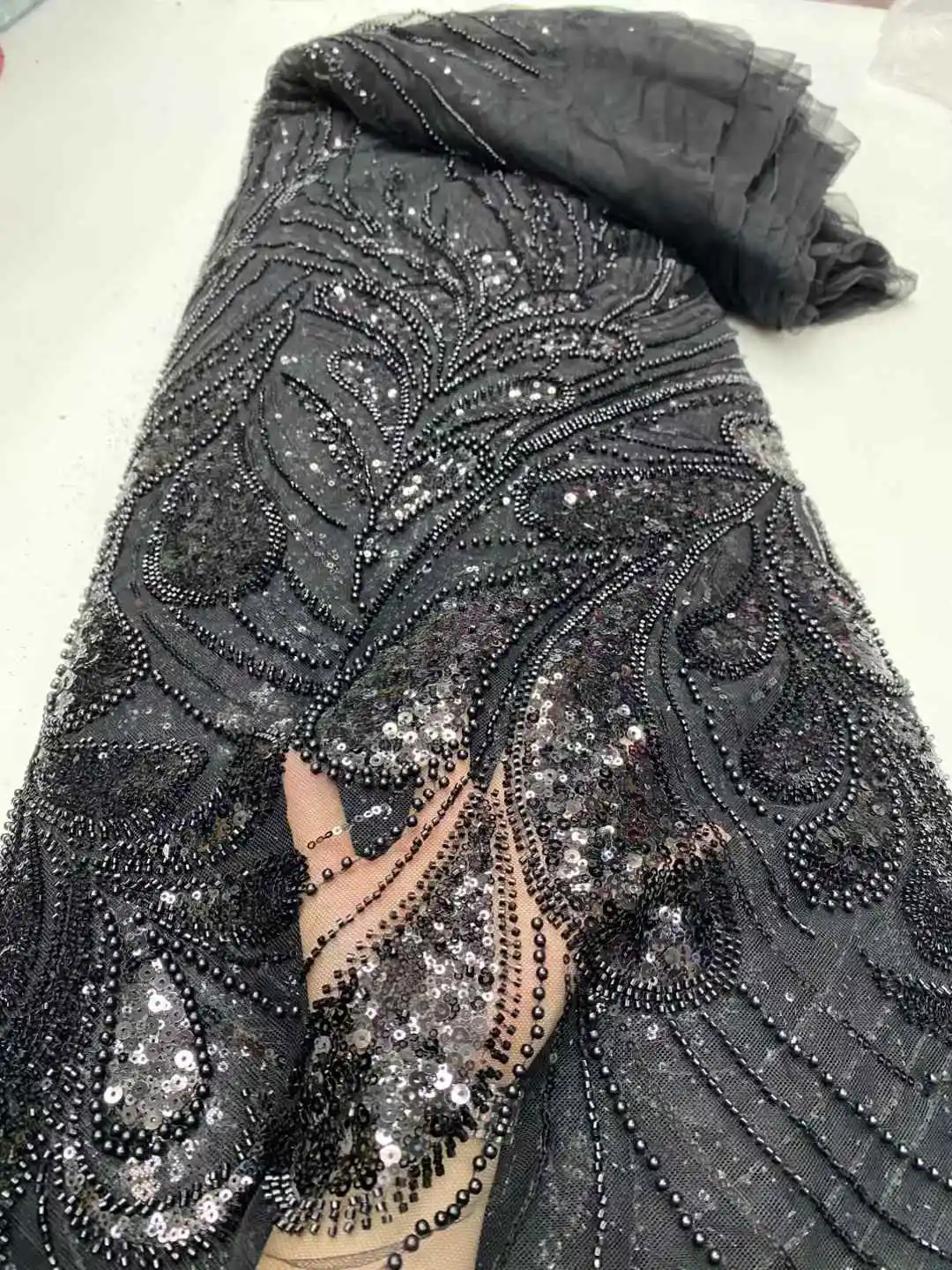 نسيج الدانتيل الأفريقي 2025 الترتر مطرز التطريز العريس النيجيري الزفاف عالية الجودة الفرنسية تول أقمشة الدانتيل لحفل الزفاف