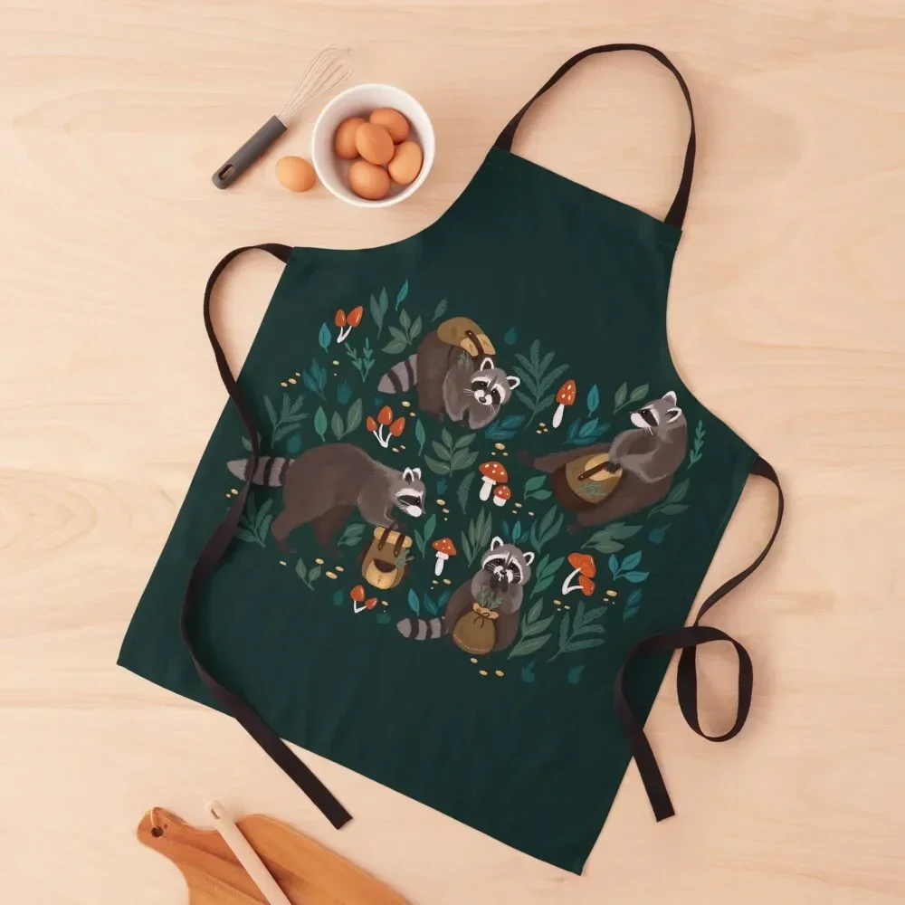 

Raccoons green Apron restaurant accessories christmas kitchen Women Kitchen Barber Apron