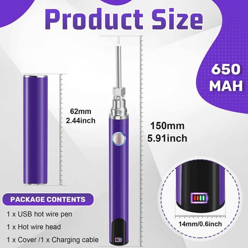 B62B USB 510 Thread Mini Soldering Iron Kit, 3 Gear Voltage Adjustable Electronic Welding Repair Pen with LED Display, Purple